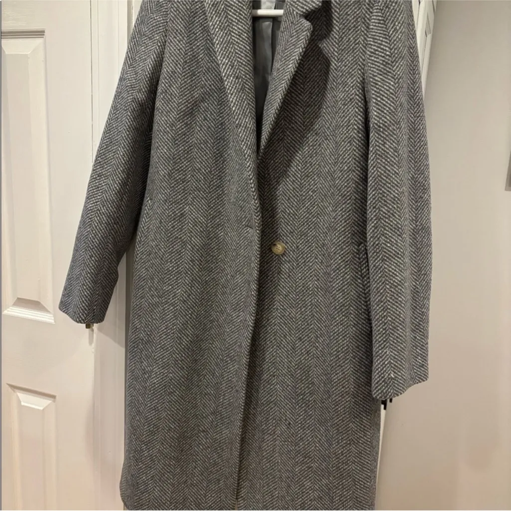Babaton The Stedman Coat Herringbone Gray Wool Cashmere XS - Image 5