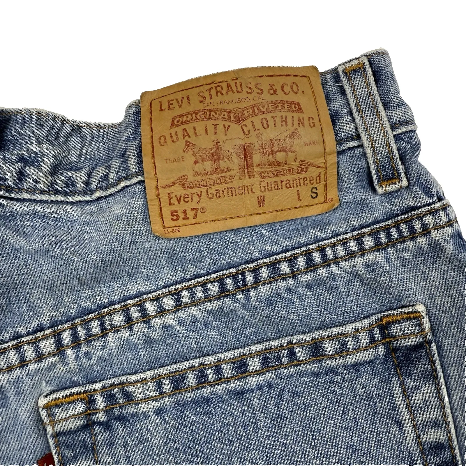 VTG Levi's Jean Shorts 517 Blue Cut Off Cotton Denim Jorts USA Size 30"x5.5" - Image 5