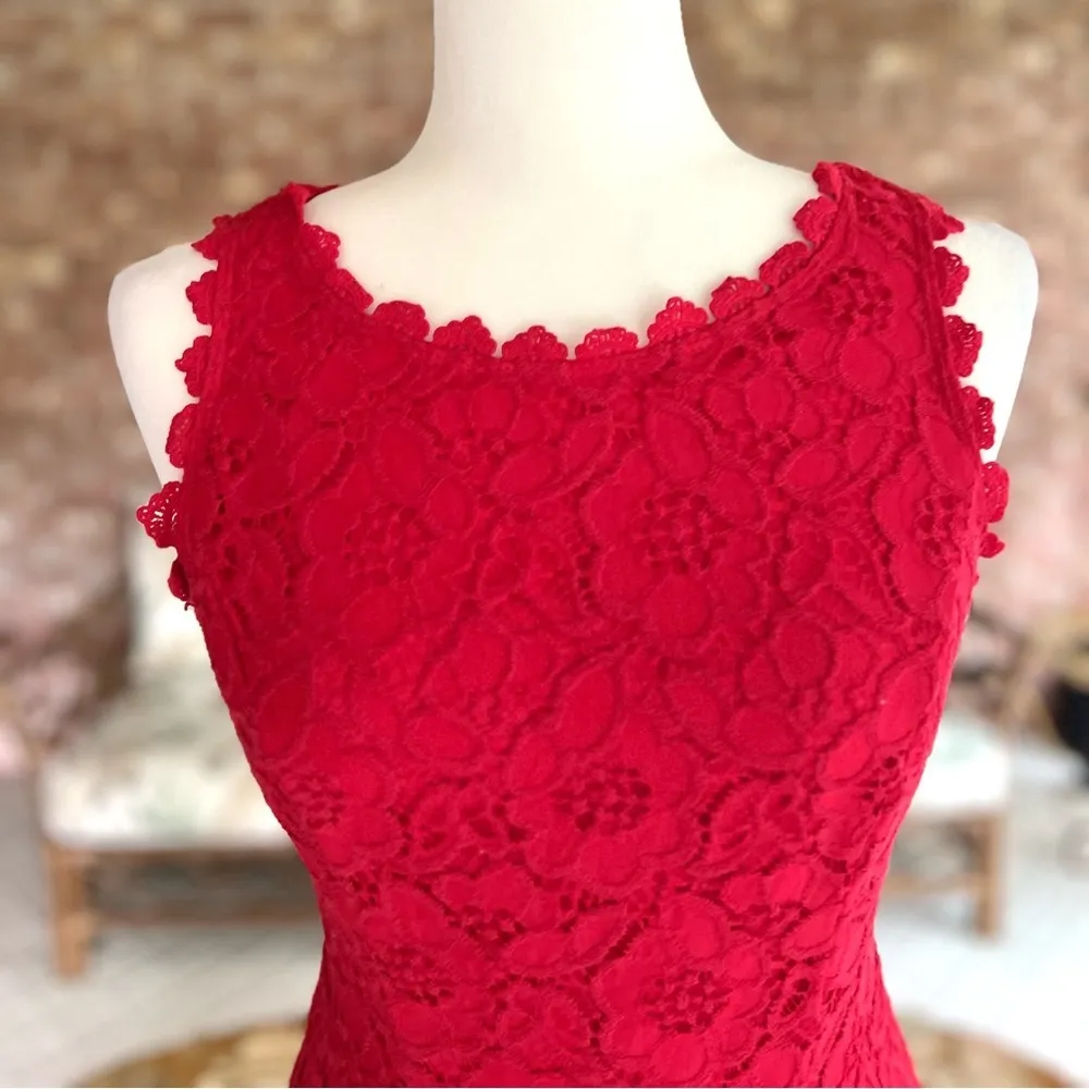 City Studio Dress Lace Fit & Flare Sleeveless Mini Red Party Festive 7 (Jrs) Size undefined - Image 3