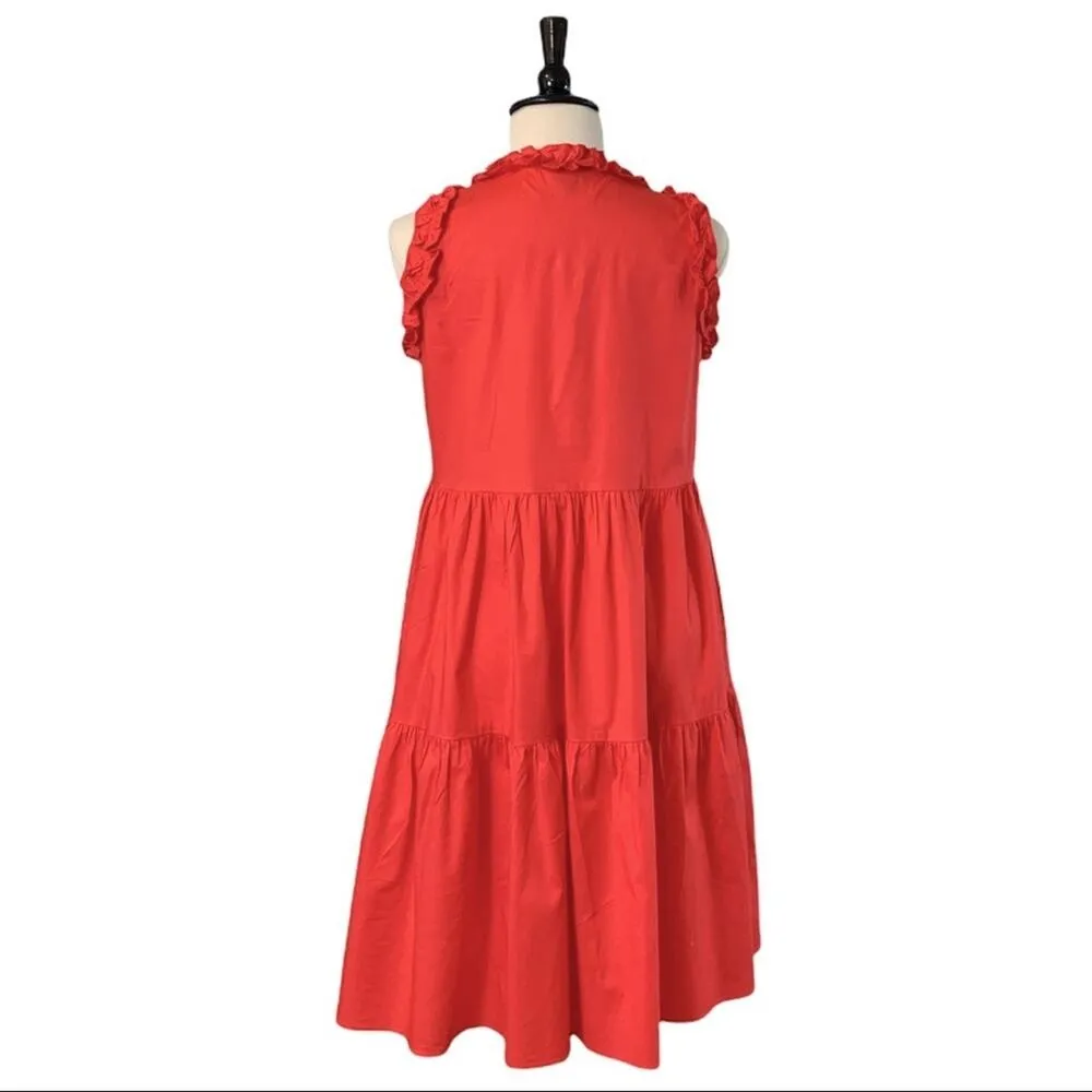 Maggy London Women's Shift Dress Coral Pink Poplin Ruffle Sleeve Hem Plus 16 - Image 5