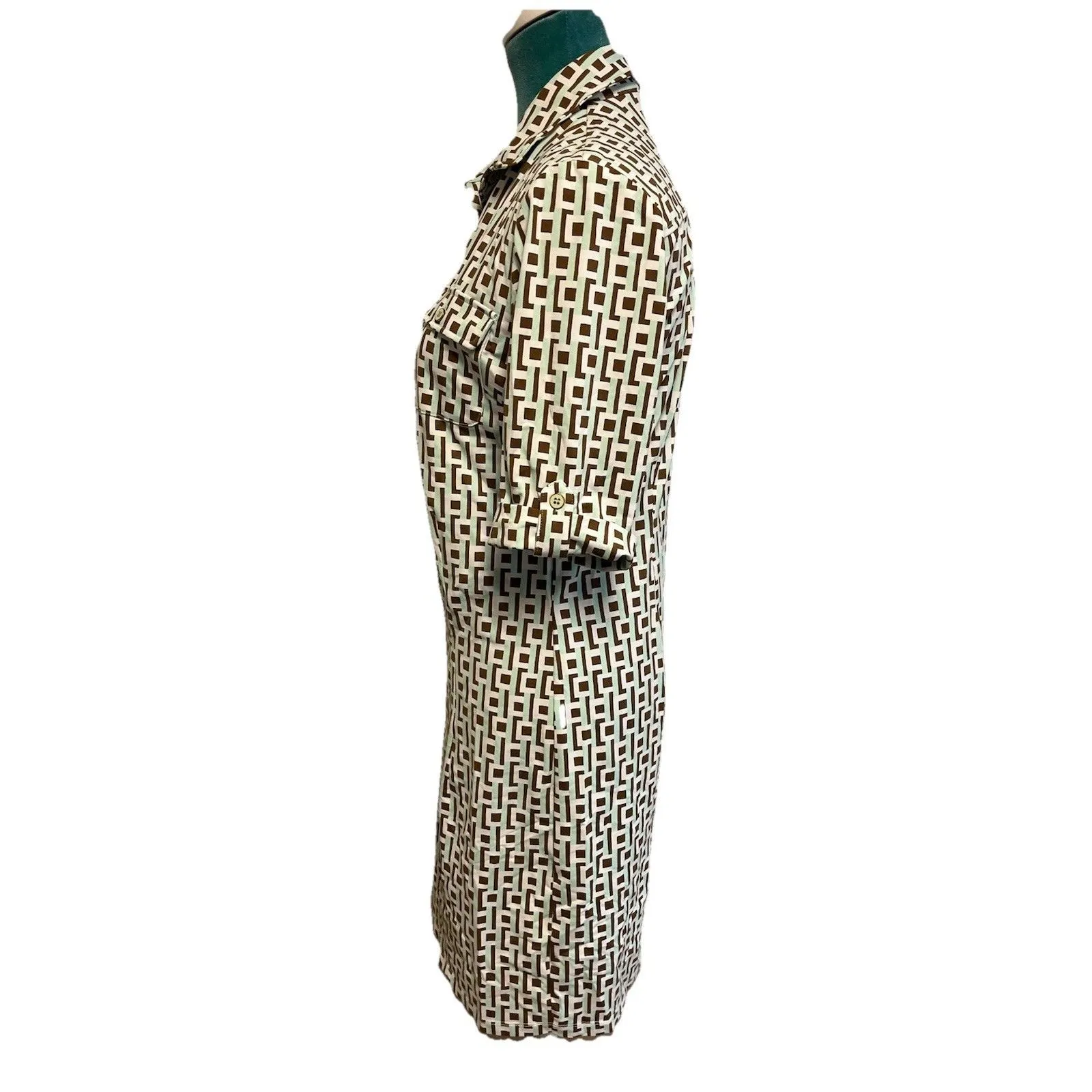 J. McLaughlin Catalina Cloth Geometric Shirt Dress – Women’s Size S 3/4 Sleeve - Image 5