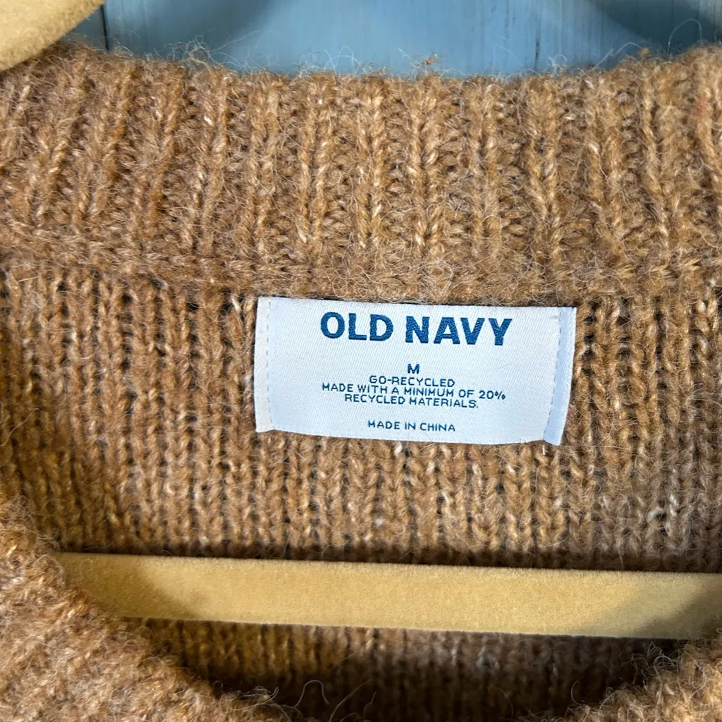 Old Navy Light Brown Cable Knit Crewneck Sweater | Size Medium - Image 2