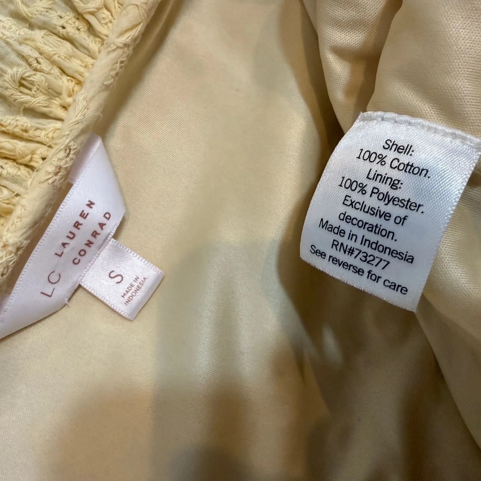 LC Lauren Conrad small eyelet faux wrap ruffle belted dress D4 2411 - Image 7