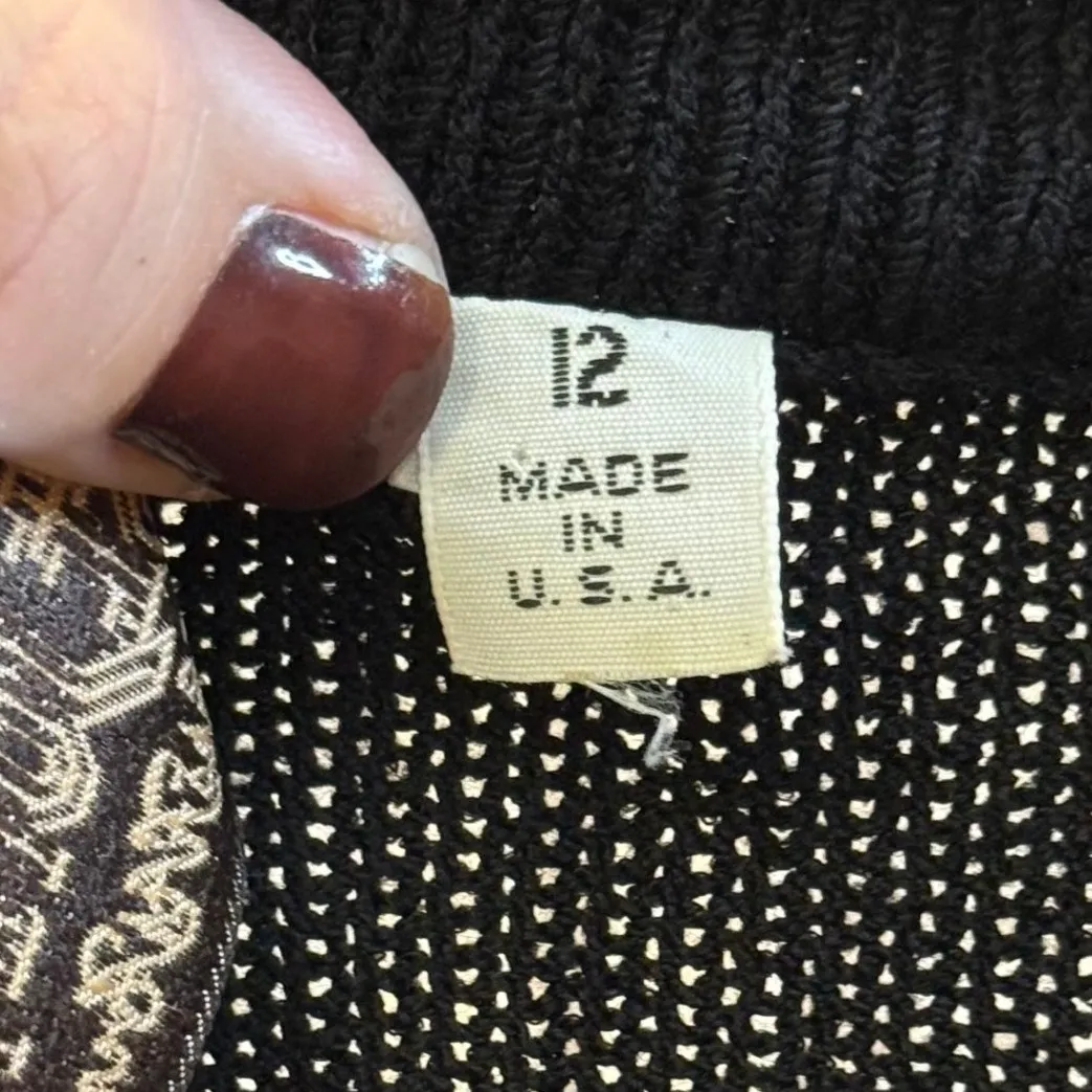 Vintage St Johns Saks Black‎ Knit Dress Long Sleeve Mock Neck Fitted Cocktail - Image 9