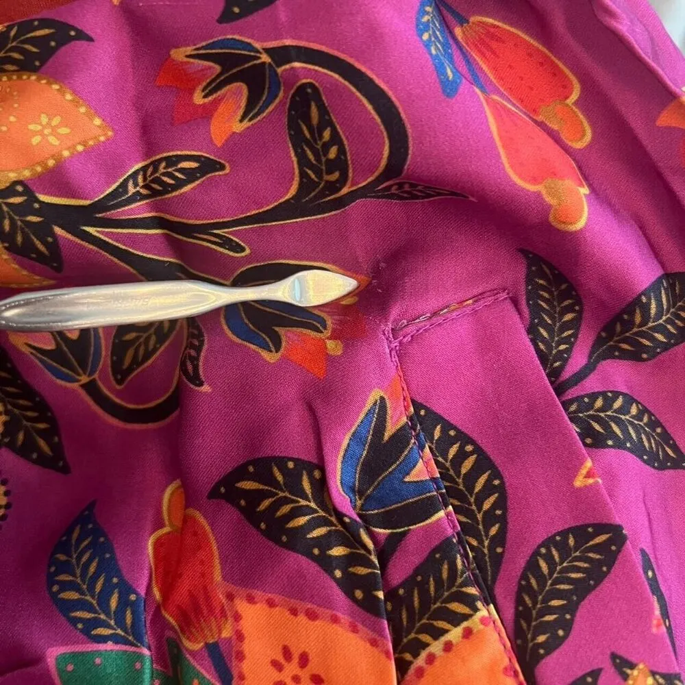 NWOT Farm Rio Midi Shirt Dress Belted Colorful Floral Sz XXS Like M - Image 11