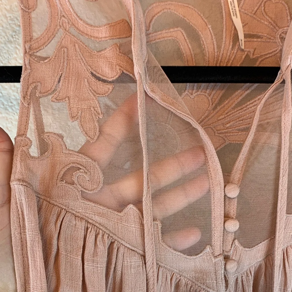 Free People pink Tank sz M sheer boho festival western country concert girly - Image 4