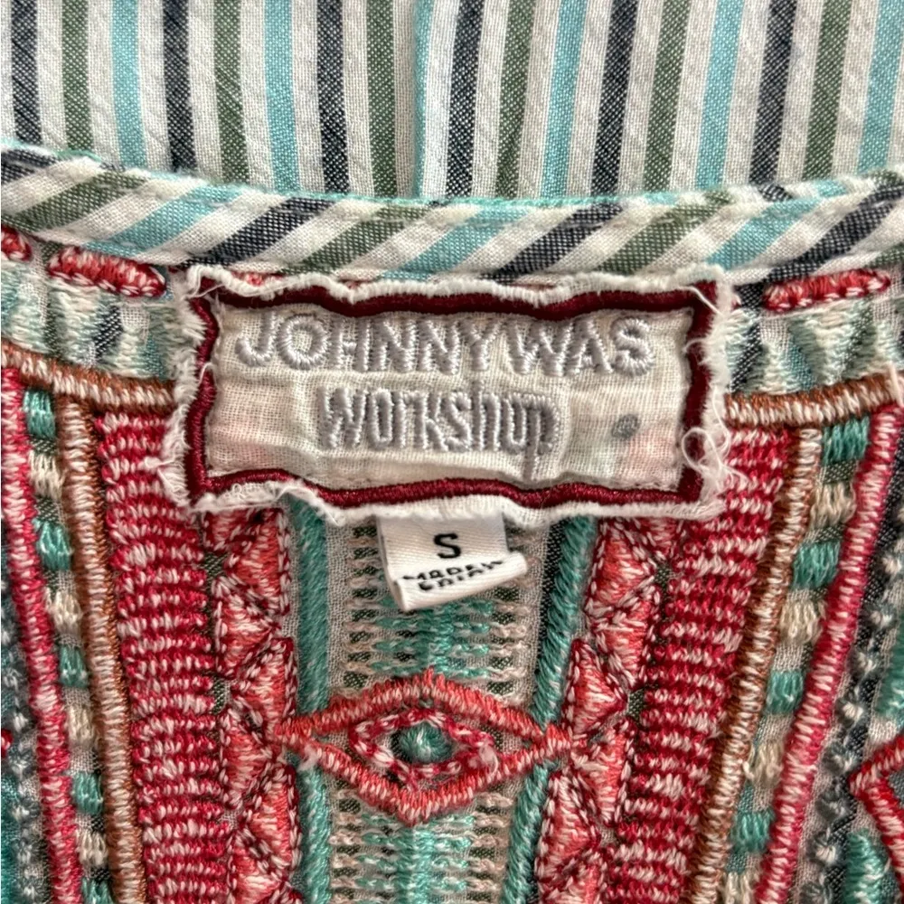 Johnny Was Workshop Cyrielle Effortless Boho Tank Dress StripedEmbroidered small - Image 3