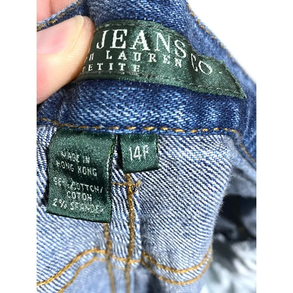 Ralph Lauren Jeans Co Stretch Floral Embroidered Beads Womens 14P 14 Petite Blue - Image 10