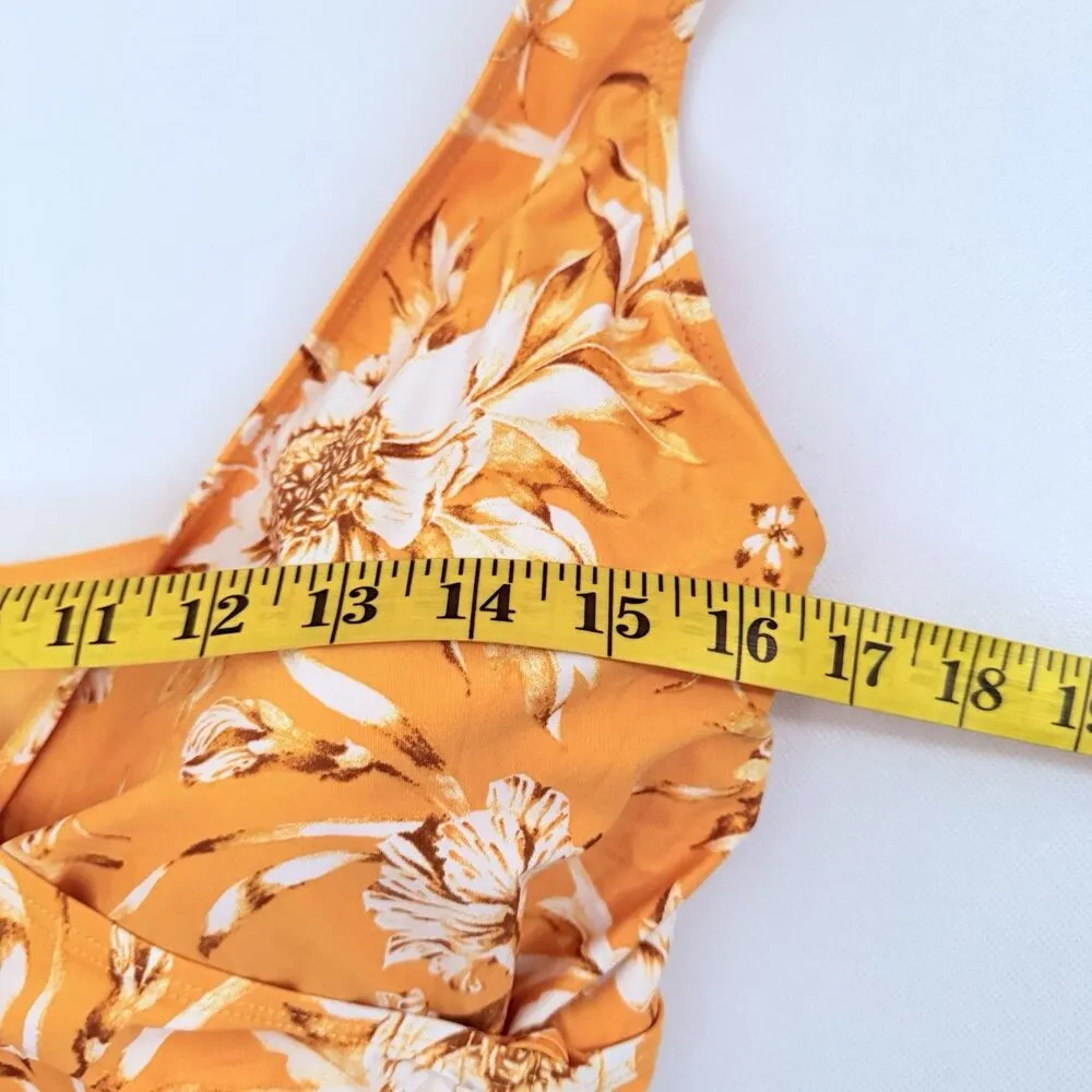 Niptuck Swim Women’s Size 12 Floral Plunge Ruched Padded Swimsuit Tummy Shaper Yellow - Image 6