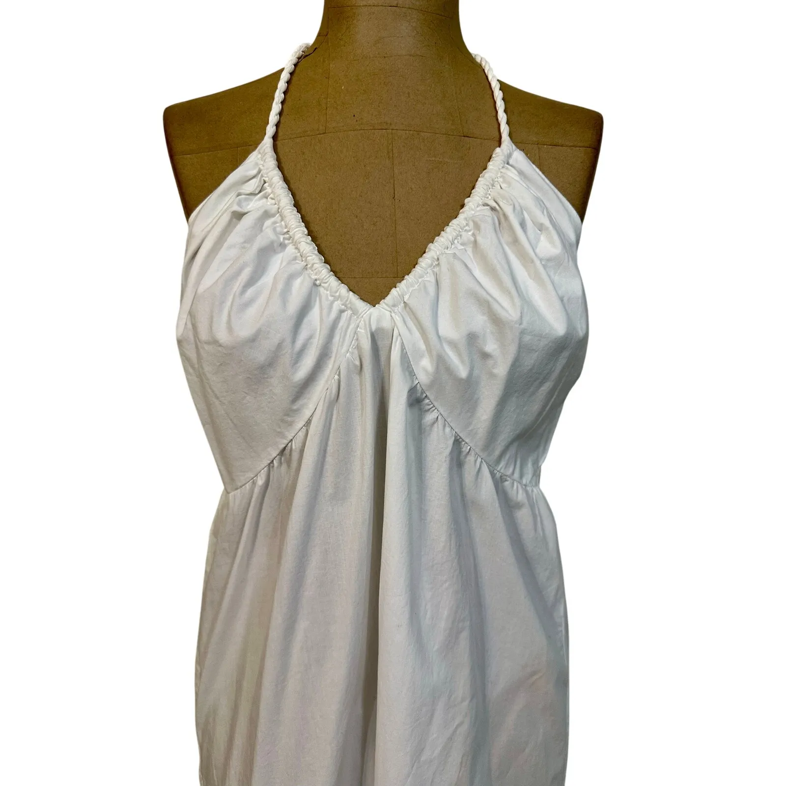 Xirena Maxi Dress Maggie Halter White Cotton Braided Tie Neck size Large - Image 3