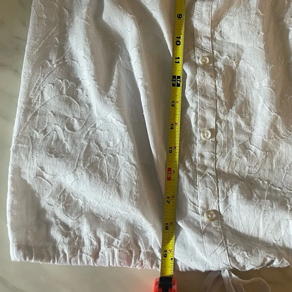 Laundry By Shelli Segal Size S/P/CH White Puff Sleeve Blouse Floral Embroidery - Image 10