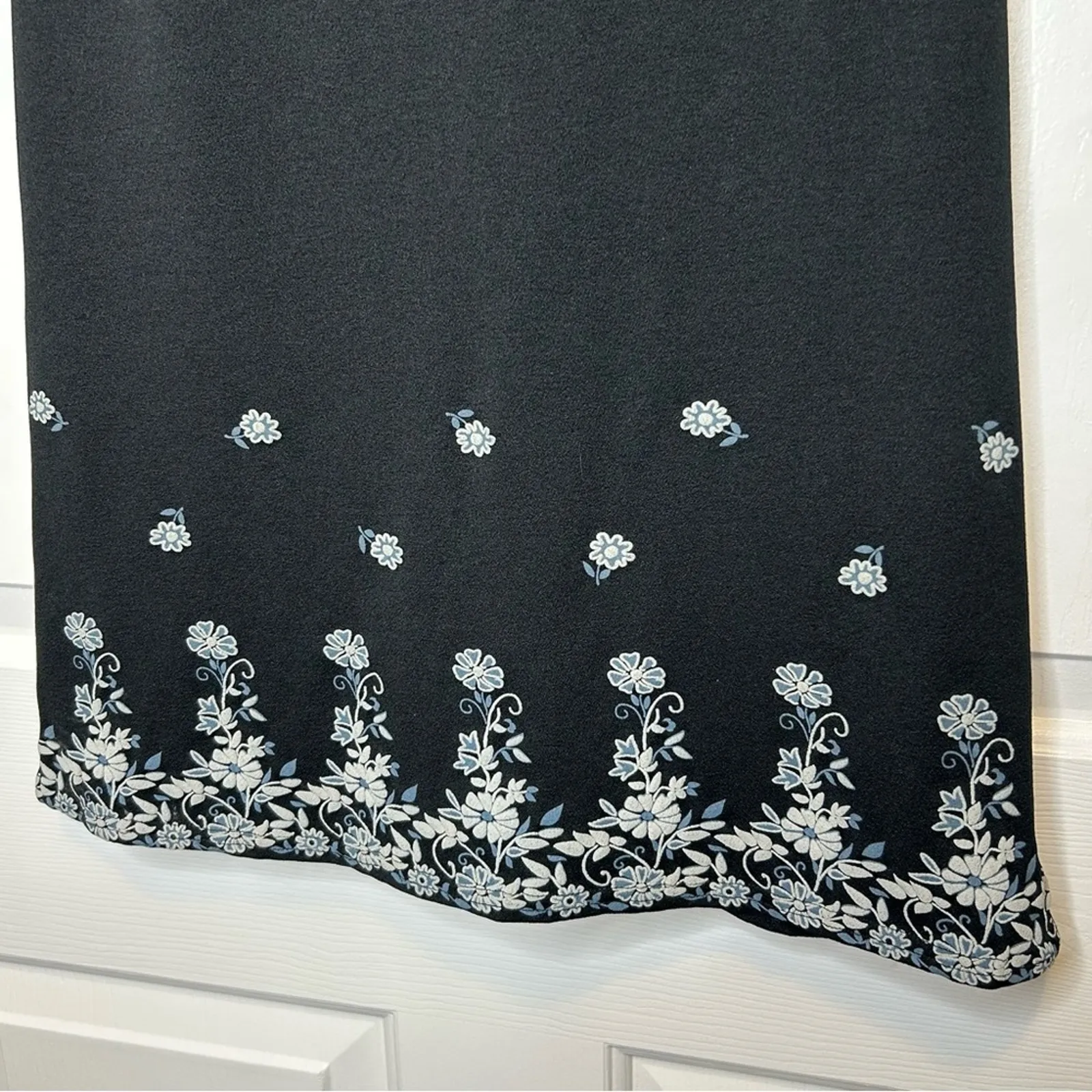 Vintage Jalate‎ Black Sleeveless Dress Floral Border Mini Casual Party Medium - Image 3