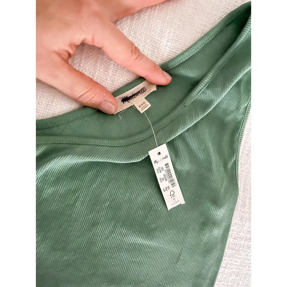 Madewell | Brightside Rib One-Shoulder Tank | Trellis Green | XXS | NWT - Image 7