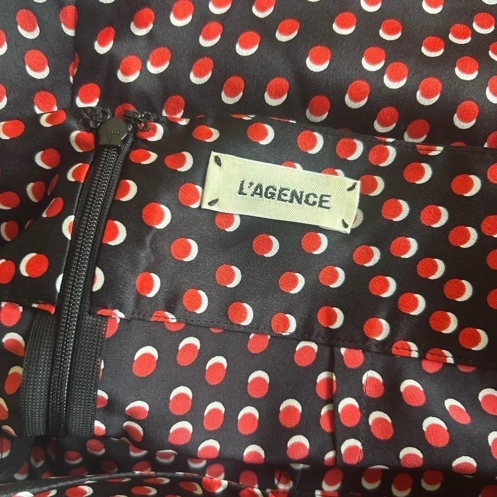 L’agence Adrienne Silk Pants Size Relaxed Fit Black Red Polka Dots $365 - Image 12