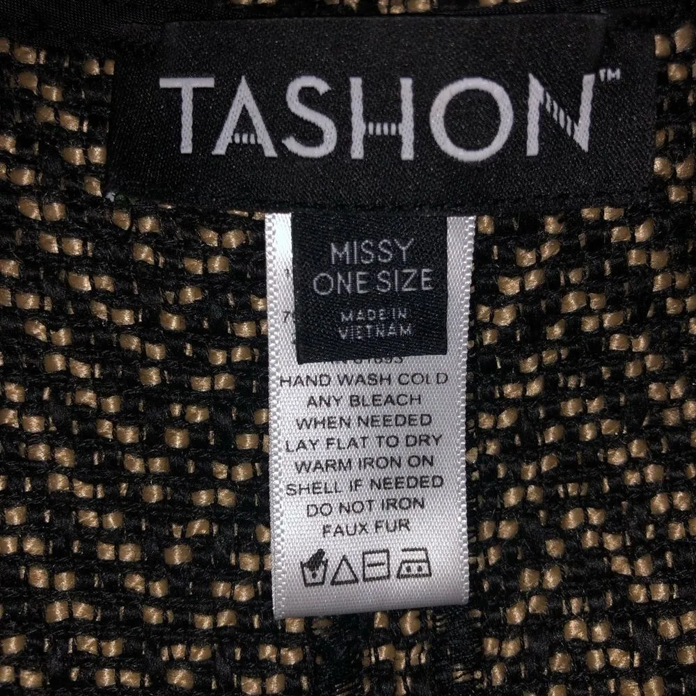 Tashon Nwot faux fur trim cute black top with cream chevron print Brown Size undefined - Image 11