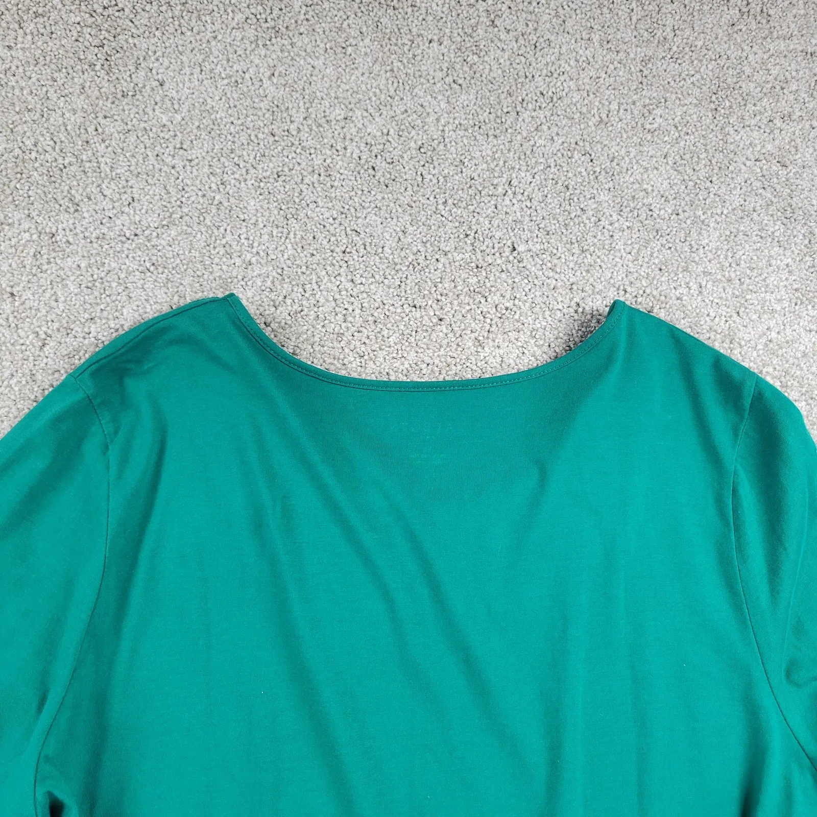 Talbots Womens Top XL Green Ruffle‎ Neck Detail Long Sleeve Blouse Shirt - Image 6