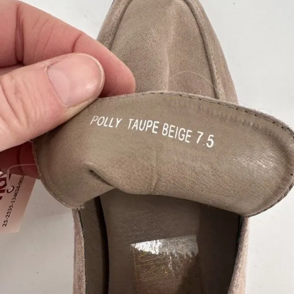 NWT Vintage Havana 7.5 Suede Slip On Loafer Taupe‎ Gold Buckle Polly Mule - Image 9