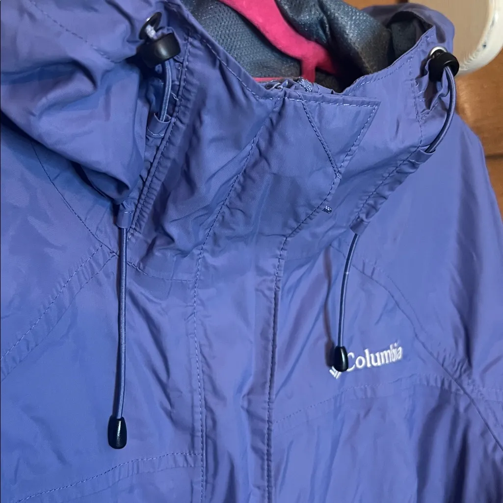 Columbia Omni-Tech Periwinkle Rain Jacket Hood Pickets Zip Outdoor Med Hike - Image 5