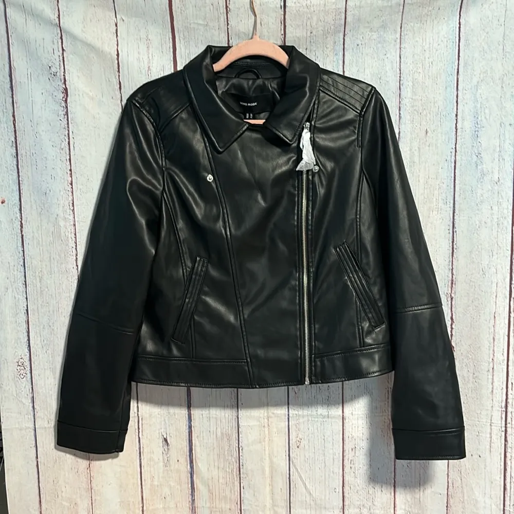 NWT Vero Moda Bella Annabel Coated Biker Jacket - Image 4