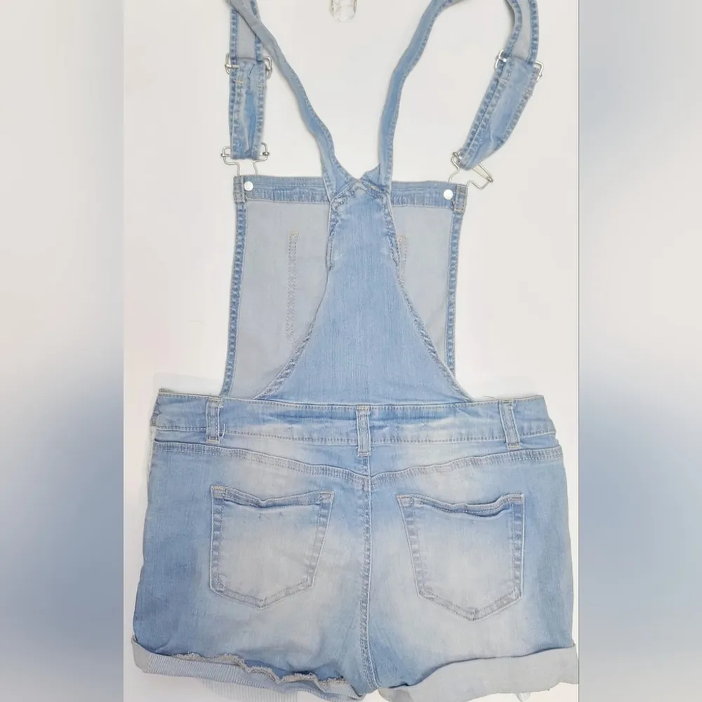Wax Jean Classic Blue Denim Overall Shorts Size Medium - Image 3