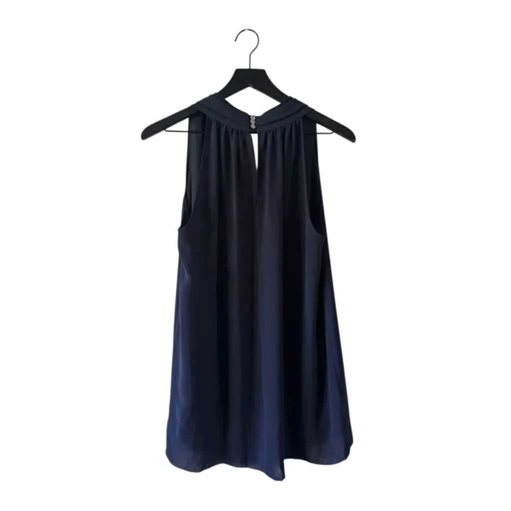 Vince Camuto Navy Sleeveless Layered Chiffon Blouse Top Size M - Image 6