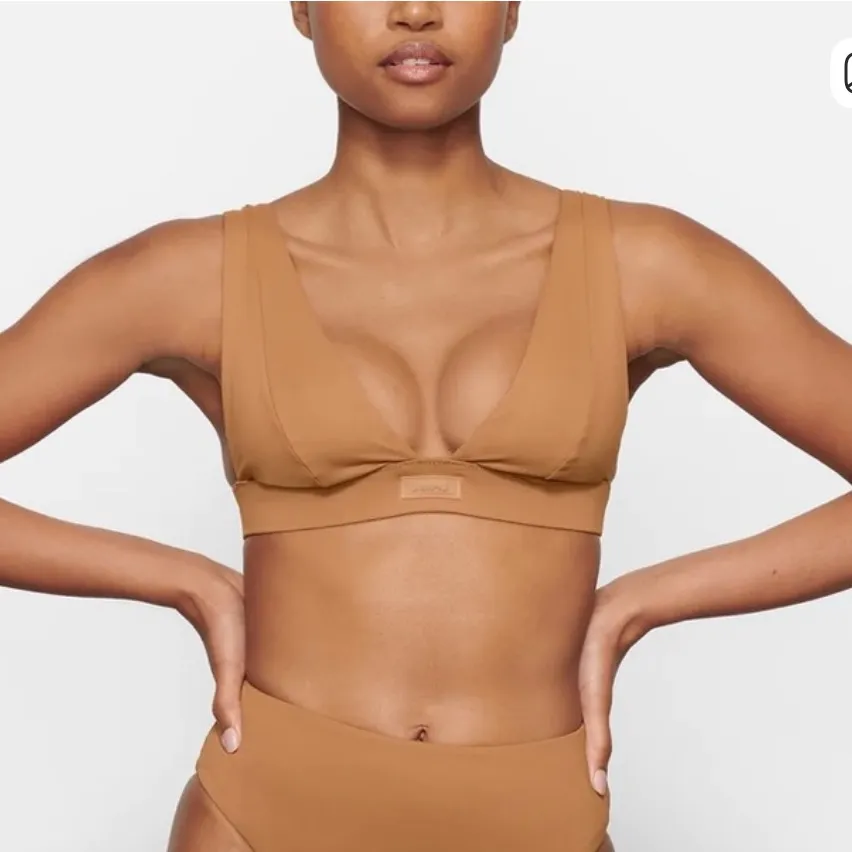 SKIMS Size 4X Swim Plunge Top + Tie Bikini Bottom Set Almond Women’s NWT - Image 9