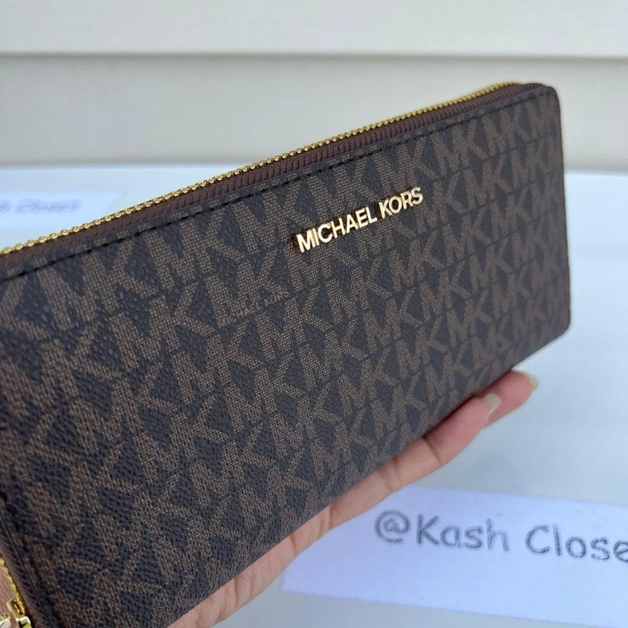 Michael Kors Brown Travel Continental Wristlet Large Wallet - Image 6