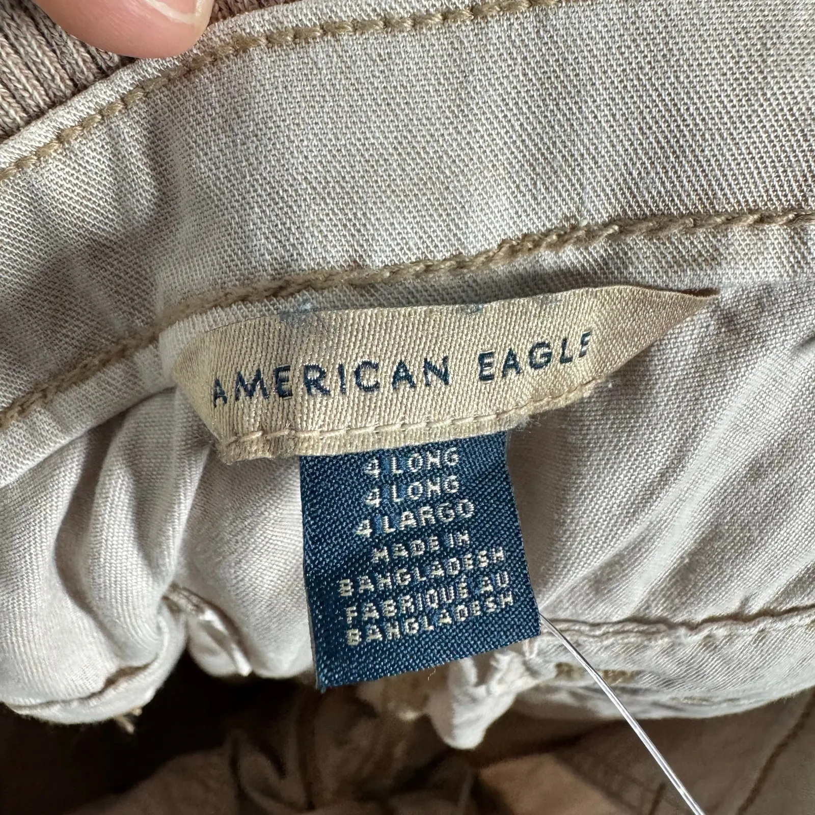 American Eagle Wideleg Cargo Pant Women 4 Long Tan Pocket Grunge Baggie Stretch - Image 9
