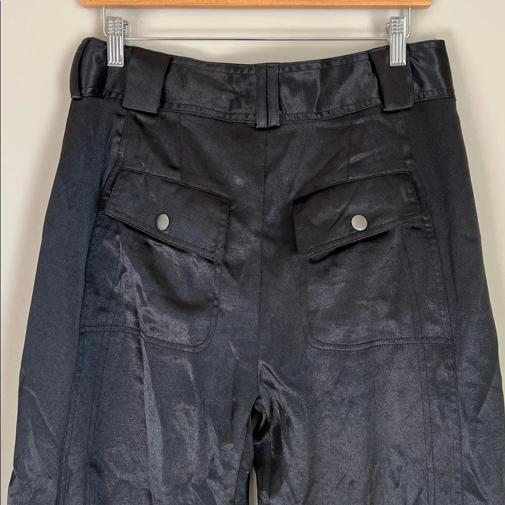 Free People Satin Cargo Pants Wide Leg Gothic Whimsical Sz Medium Baggy - Image 5