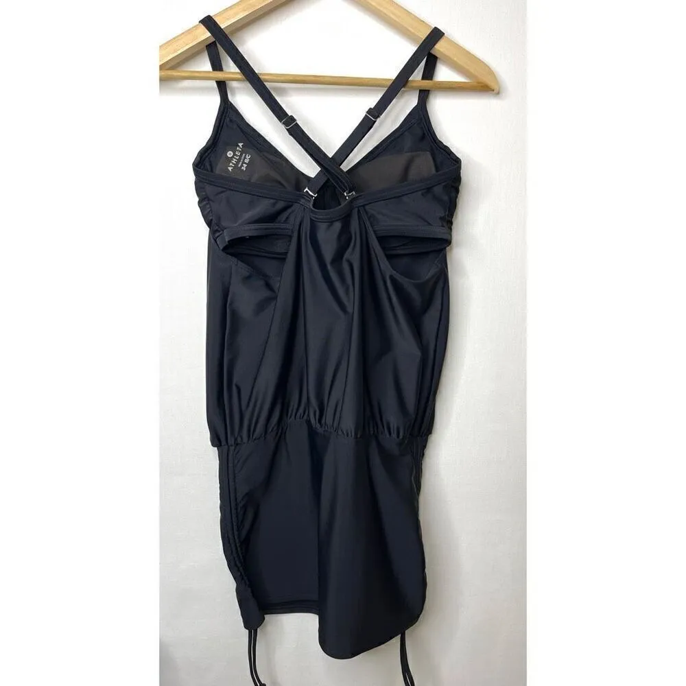 Athleta Multi-way Side Scrunch Tankini Swim Top (Black) - 34 B/C - Image 5