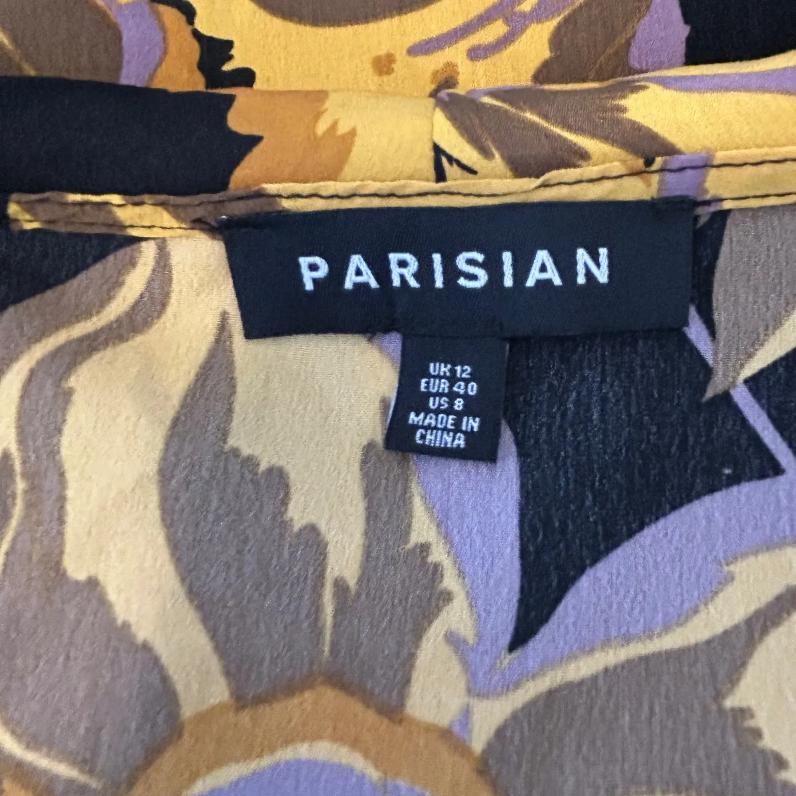 PARISIAN Women Floral Print Faux Wrap Ruffle Long Sleeve Mini Dress Size 8 Black - Image 7