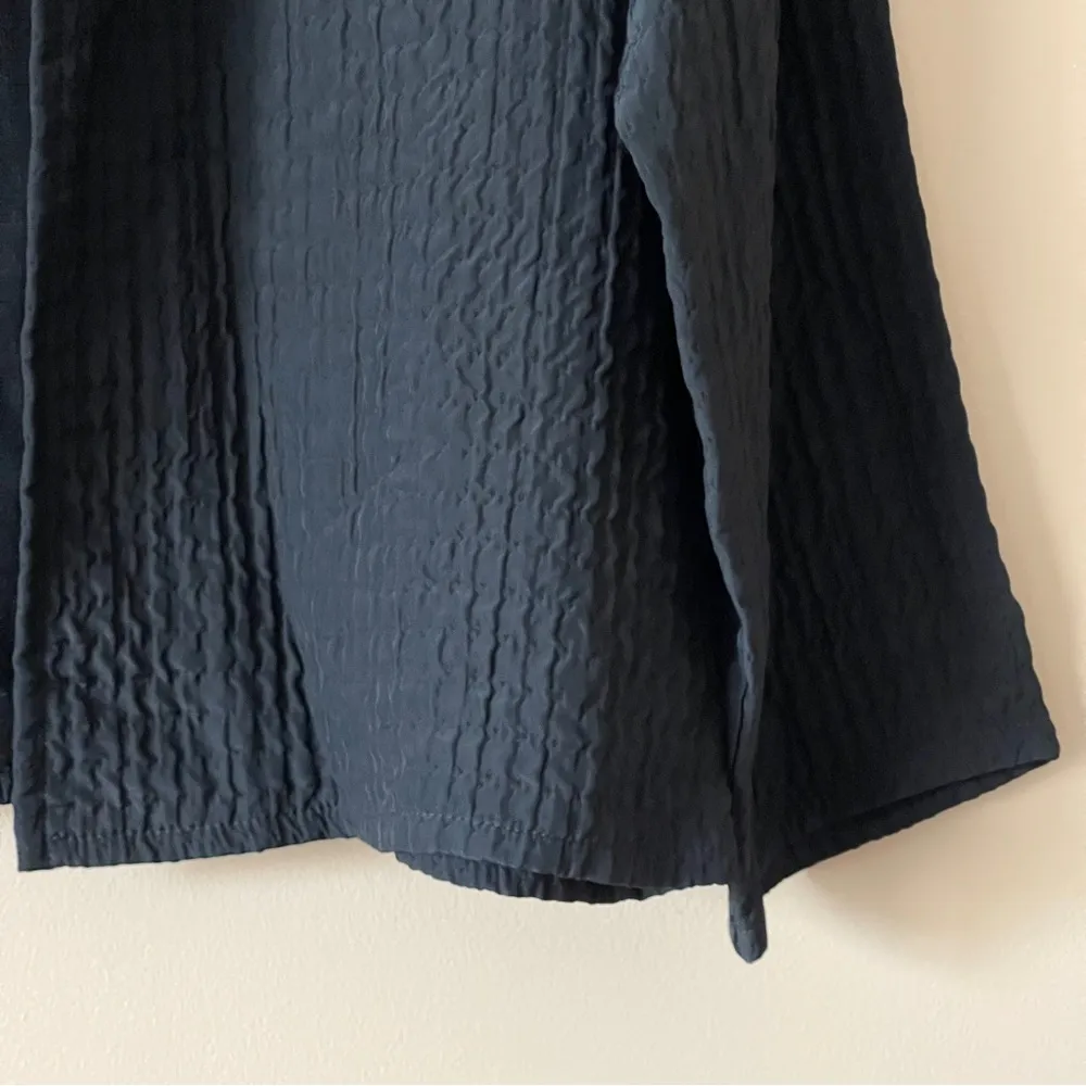 ELIEEN FISHER | Black Waffle Texture Open Silhouette Jacket Sz M - Image 6