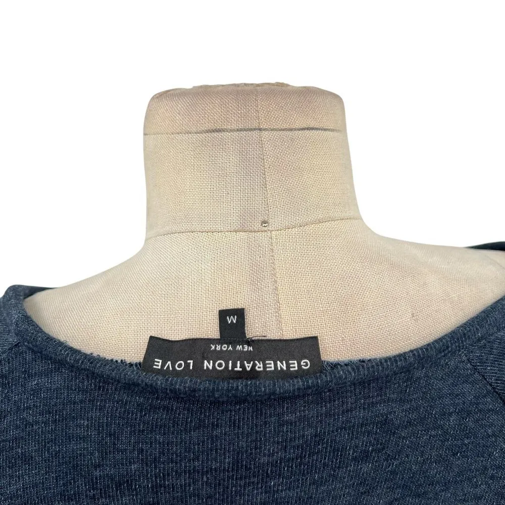 Generation Love Sweatshirt Top Long Sleeve Rope Lace-Up Navy Blue Size Medium - Image 9