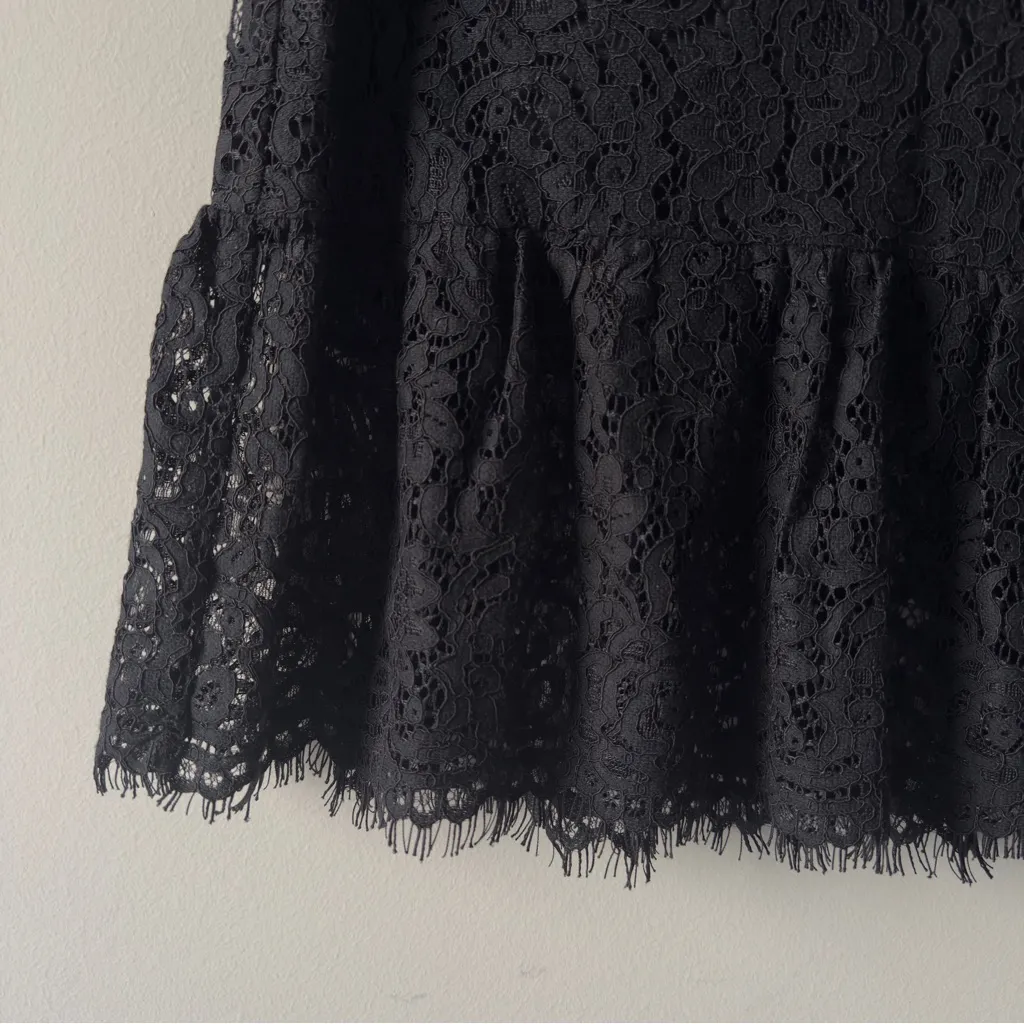 Banana Republic Black Lace Skirt Ruffle flare mermaid hem midi zip up zipper NWT - Image 7
