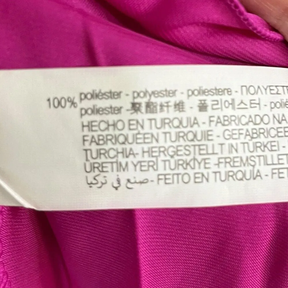 ZARA  Pleated Satin Shirt Maxi Full Length A Line Pink Barbiecore 9878240 Size S - Image 7