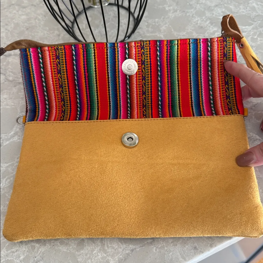Peruvian foldover clutch bag with a colorful rainbow - Image 4