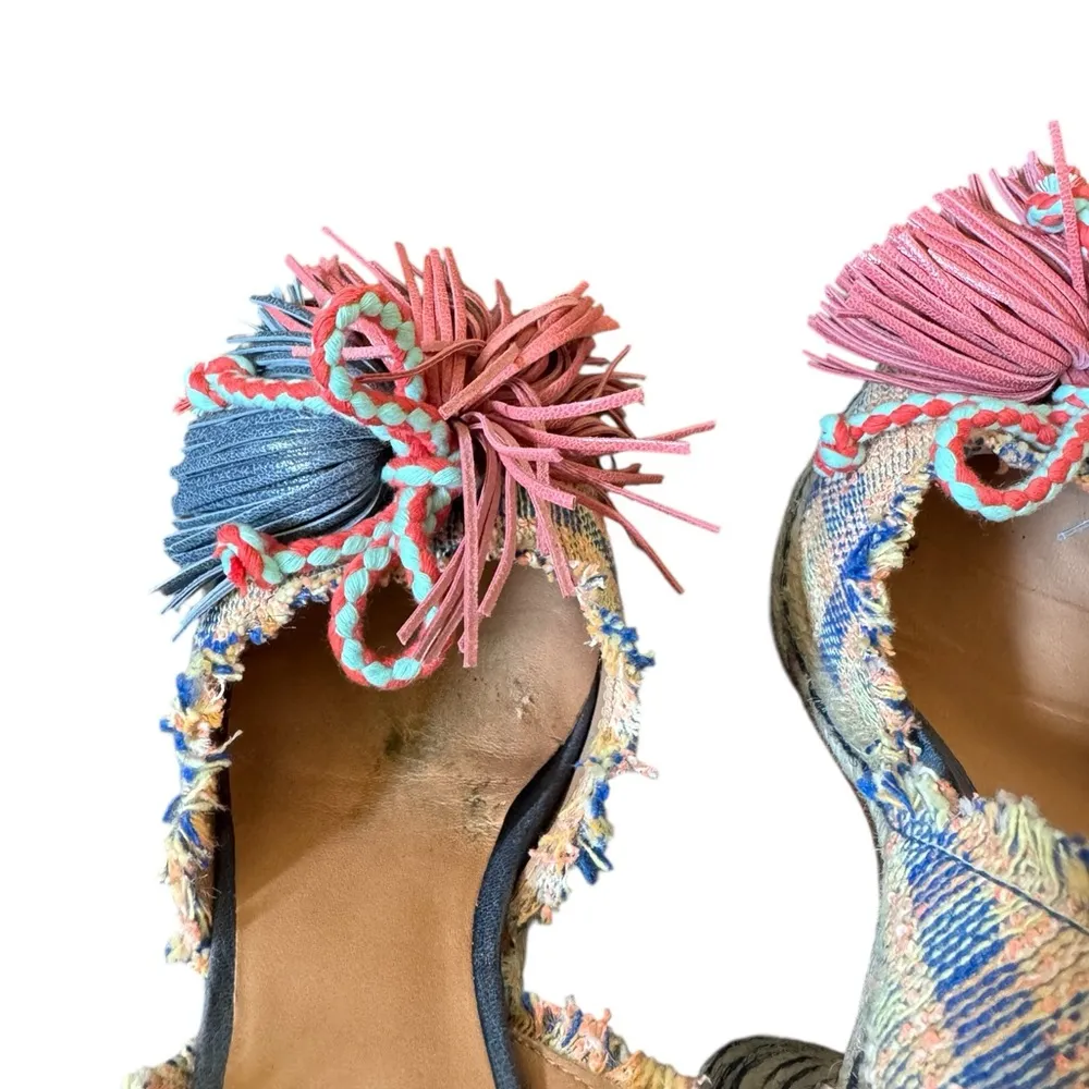 Castaner Pom Pom Plaid Heels Size 37 or 7 - Image 11