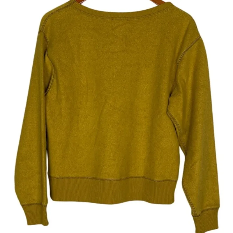 J. Crew Terry Relaxed Fit Pullover Ribbed Hems Sweatshirt M Yellow Brushed - Image 14