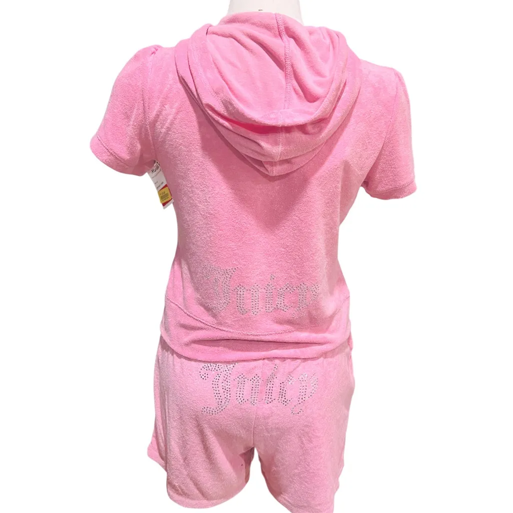 Juicy Couture Velour Bling Tracksuit Hoodie & Short Lilac Size Large NWT - Image 6