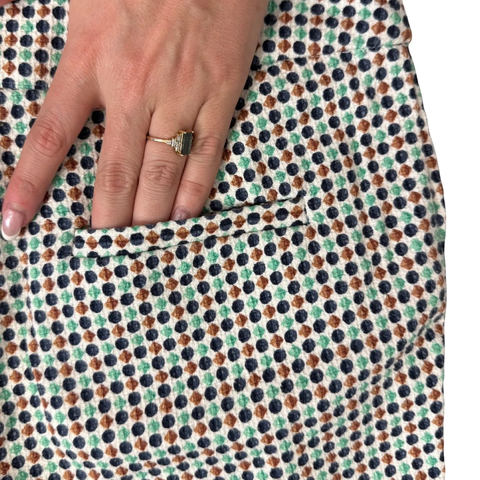 By Anthropologie Brown Navy Green Polka Dot Georgie Scallop Hem Shorts size 6 - Image 11