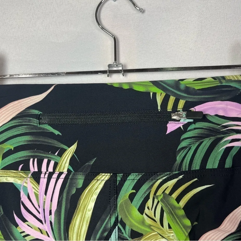 Seafolly Las Palmas Tropical Black Athletic Leggings S - Image 6