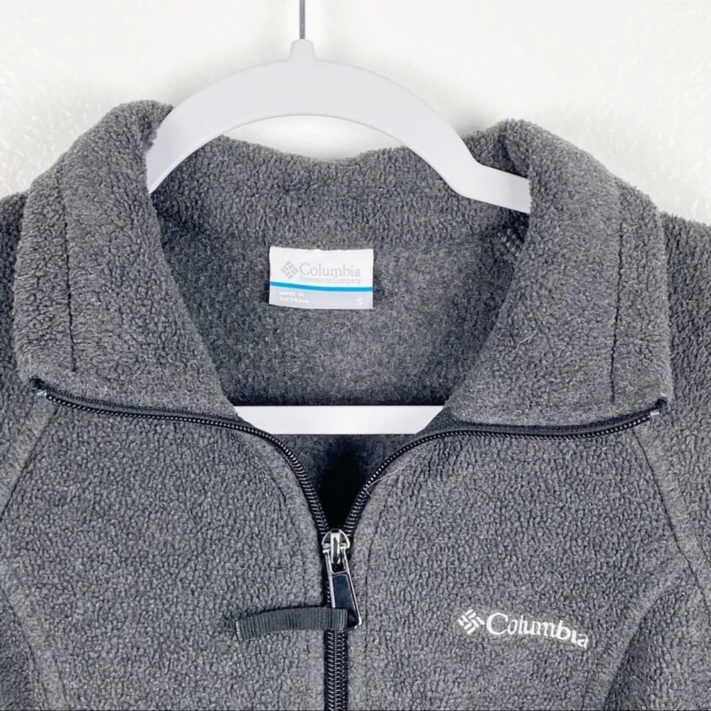 COLUMBIA Charcoal Gray Fleece Full Zipper Jacket, Size Small - Image 6