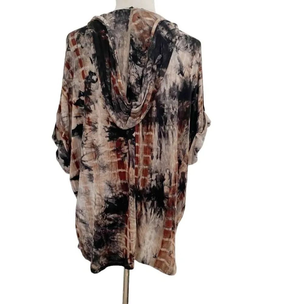 Coin 1804 Size 2X Top Blouse Hoodie Short Sleeve Acid Wash Tie Dye - Image 5