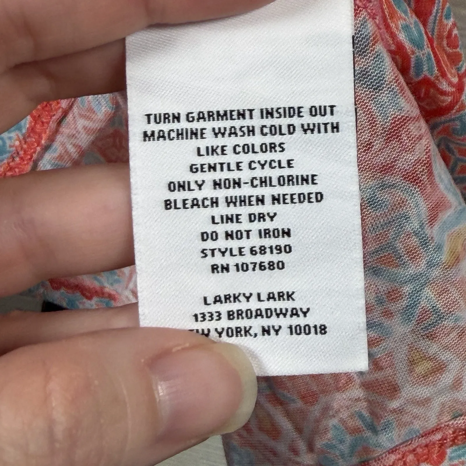 Larky Lark Shirt Womens M 3/4 Sleeve Coral Blue Rhinestone Tunic Boho Round Neck Pink Size M - Image 5