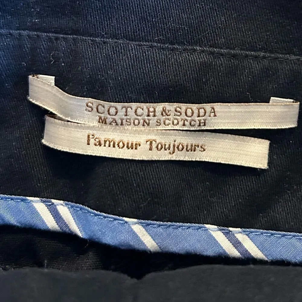 SCOTCH & SODA Navy Blue High Rise Peached Cotton Paper Bag Pants Size XS 140.00 - Image 16