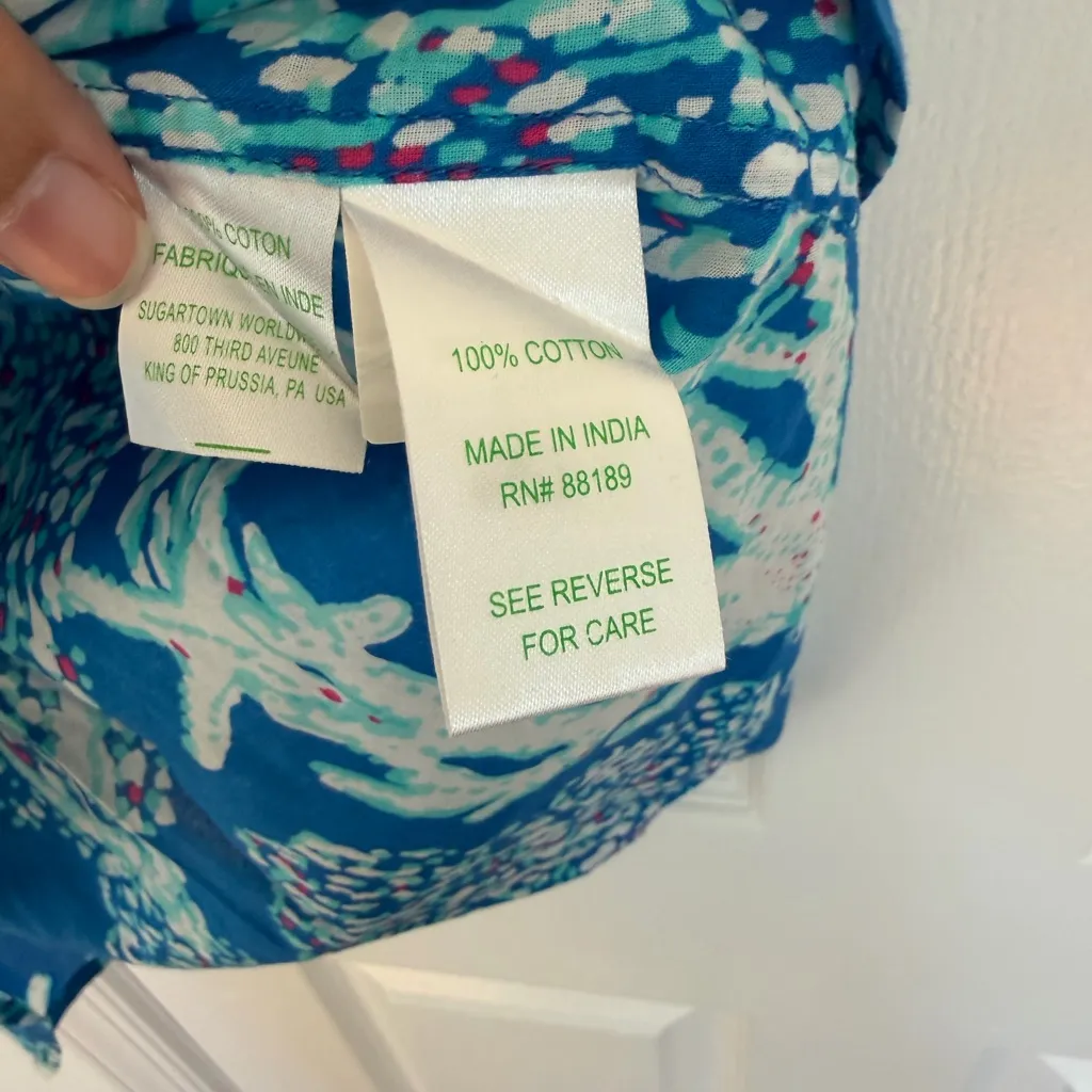 Lilly Pulitzer Captiva Tunic Brewster Blue Good Reef XS Beach Resort Wear - Image 7