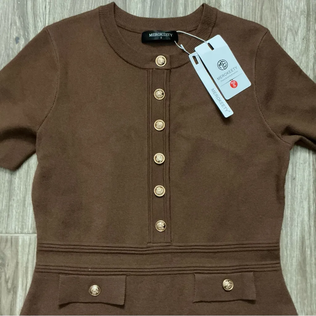 MEROKEETY Women's Knit Bodycon Sweater Dress Size Small NWT - Image 3