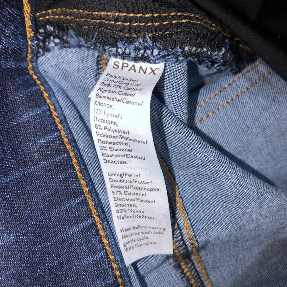 Spanx Cropped Two Tone Denim Flare Jeans Small EUC - Image 12