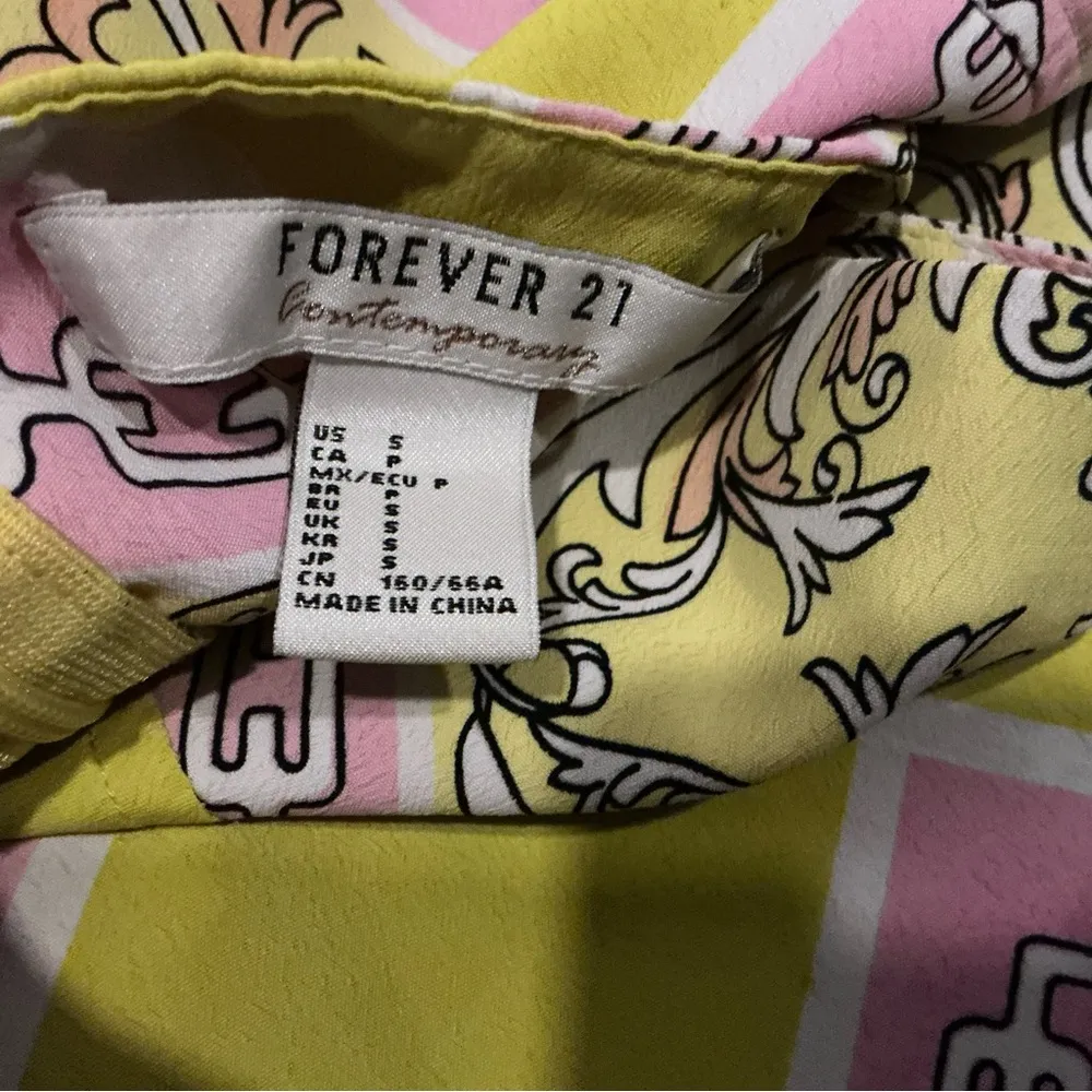 Vintage forever 21 lime pink floral paisley high waist wide leg palazzo pants - Image 8