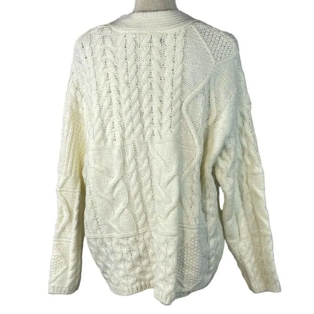 White Cable Knit Sweater Size XL - Image 3